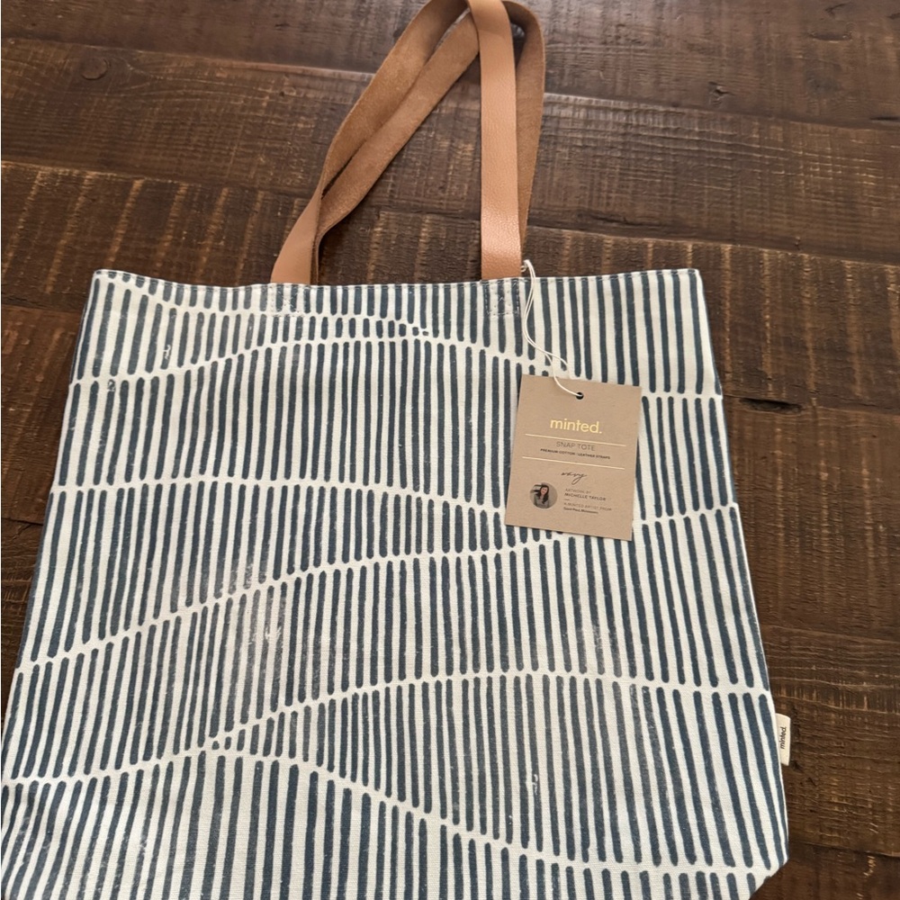 Minted Blue and White Striped Tote